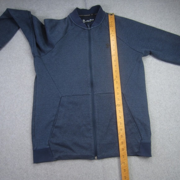 Under Armour Jacket Mens Medium Blue Full Zip Knit‎ Bomber Fitted - Picture 9 of 15
